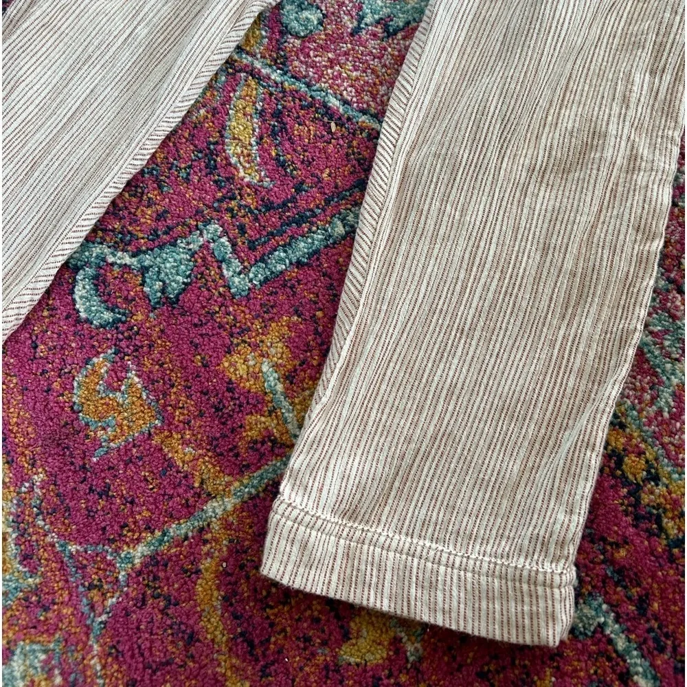 Free People | Women’s amber/cream striped ankle pants, 3 button front, tie belt
